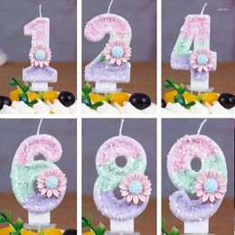 Party Supplies Pink Flower Birthday Candles Children's Number First Girl Cake Toppers Gift Decoration
