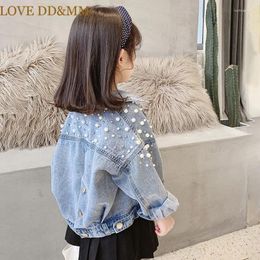 Jackets LOVE DD&MM Girls Children Clothing Fashion Princess Pearl Denim Lace Decoration Baby Outerwear Coat Kids Costumes