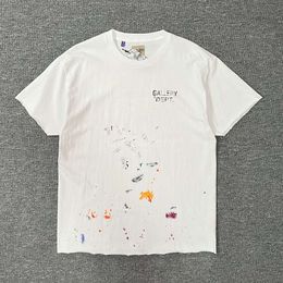 Speckled Graffiti Gradient Print Short Sleeve BOARDWALK Loose Round Couple T-shirt