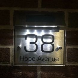 LED Solar House Number Light Door Plate Wall Lamps Home Yard Brightness Warning Sign Doorplate Lamp Plaques address numbers 240522