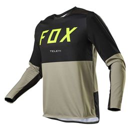 Men's T-shirts 2024 Mens Downhill Jerseys Fox Teleyi Mountain Bike Mtb Shirts Offroad Dh Motorcycle Jersey Motocross Sportwear Clothing Dupa