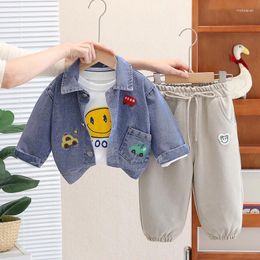 Clothing Sets Childrens Set 2024 Spring Baby Boy Clothes 1 To 5 Years Animal Denim Jackets White T-shirts Pants 3PCS Boys Outfit