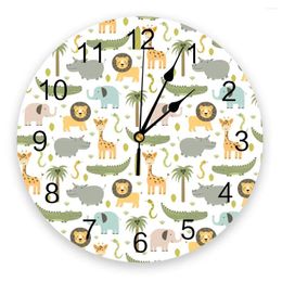 Wall Clocks Cartoon African Animals Elephant Giraffe Clock Fashion Living Room Quartz Watch Modern Home Decoration Round
