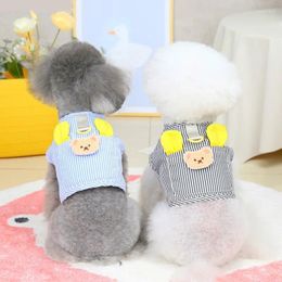 Dog Apparel Pet Summer Clothes Can Traction Vest Teddy Cat Clothing Vertical Strip Style Costumes