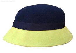 Berets Berets Wool 펠트 옐로우 핑크 패치 클로체 버킷 모자