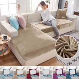 Elastic Velvet Sofa Seat Cushion Covers for Living Room Cushion Chaise Longue Luxury Corner L Shape Furniture Sofa Slipcovers 240514