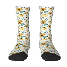 Men's Socks Watercolor Sunflower Floral Harajuku Sweat Absorbing Stockings All Season Long Accessories For Man's Woman's Gifts