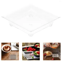Disposable Dinnerware 25 Pcs Transparent Square Dish Plastic Appetizer Container Dessert Bowls Sauce Cake Tray