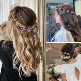 Other 4Pcs Sparkling Crystal Stone Braided Hair Clips Satin Fabric Bands Rhinestone Clip With Rhinestones Drop Delivery Jewelry Otols
