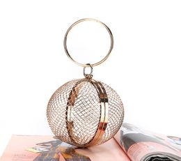 Factory direct whole handmade ball shape evening bag metal net clutch for banquet party prom3683894