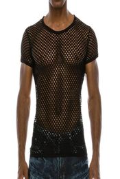 Mens Transparent Sexy Mesh Tshirts Summer Casual Muscle Pullover Short Sleeve Tee Shirt Top Fashion Streetwear Men039s TShirts1266460