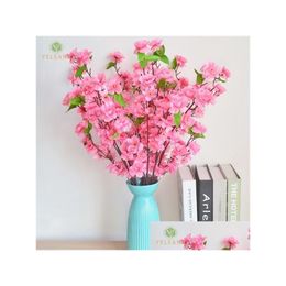 Sachet Bags Artificial Flowers Peach Blossom Non-Woven Fabrics Flower Branch Bedroom Dining Table Shop Mall Office Bar Decoration Y0 Dhupn