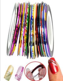 30 Colors Rolls Striping Tape Line Nail Art Sticker Tools Beauty Decorations for on Nail Stickers ak0864400544