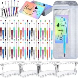 Gift Wrap 148 Pcs Beadable Pen Gifts Set Includes 48 Pouch Bag Thank You Cards 4 Holder Easy To Use