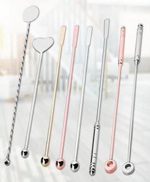 Martini Cocktails Stirring Rod Tools 8 Designs Stainless Steel Picks Bar Bartender Cocktail Stirrers Decoration Milk Coffee Stirre8020603