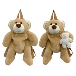 28Cm Lovely Cartoon Brown Bear Backpack Children Cute Plush toy Kawaii School Bag Kindergarten Girls Boys Birthday Festival Gift 240523