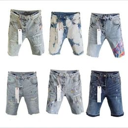 Purple Designer Mens Jeans Shorts Hip Hop Casual Short Knee Lenght Jean Clothing Size High Quality Shorts Denim Jeans Bb