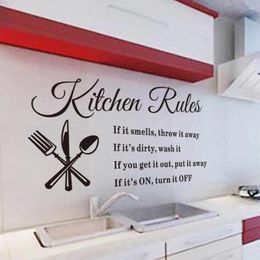 Wall Stickers Removable Kitchen Rules Decal Home Decor Living Room Black Words Letter Decoration