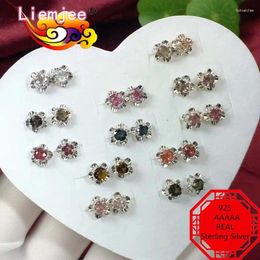 Stud Earrings Liemjee Personality Punk Party Jewelry Accessories Real 925 Silver Flower Tourmaline Earring For Women Feature Charm Girl Gift