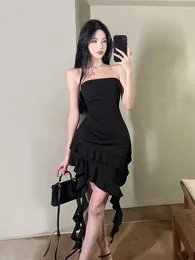 Casual Dresses Black Backless Sexy Club Strapless Wrapping Seaweed Dress For Women Summer Beach Holiday Evening Party Short Midi