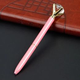 Top Quality Crystal Glass Kawaii Ballpoint Pen Big Gem Ball Pen With Large Diamond Fashion School Office Supplies