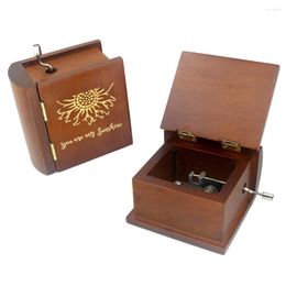 Decorative Figurines Sinzyo Wooden Book Music Box Hand Crank Classic Antique Carved Wood Musical Boxes Gift