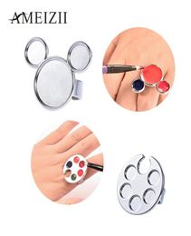 AMEIZII 1Pc Mini Nail Art Metal Finger Ring Palette Dish Mixing Acrylic Gel Polish Painting Drawing Colour Paint Manicure Tools5243286