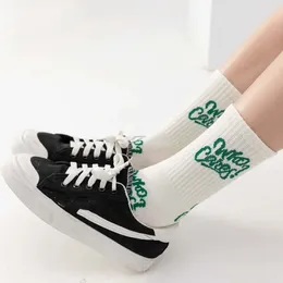 Women Socks Personality Letter For Men Crew Calf Sports Middle Tube Female Hosiery Stripe