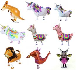 New Unicorn Walking Balloon Pet Balloons Birthday Party Decoration Event Supplies Kangaroo Alpaca Aluminium Foil Ball Kids Children Gifts for kids 0523