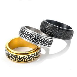 Band Rings Celtic Knot Stainless Steel Rotating Ring Relieve Anxiety Rotatable Wedding For Couples Fashion Jewellery Drop Delivery Dhu4T