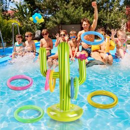 Outdoor Swimming Pool accessories Inflatable Cactus Ring Toss Game Set Floating Pool Toys Beach Party Supplies Party Bar Travel 240508