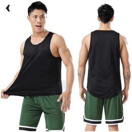 Men's Tank Tops Customised mens sports vest tight fitting outdoor running T-shirt gym sleeveless vest high elasticity quick drying fitness vest top T001 Y240522