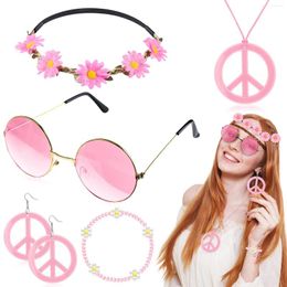 Party Supplies Hippie Costume Set 6 Pieces 60s 70s Hippy Dressing Accessory Fancy Dress Glasses Peace Sign