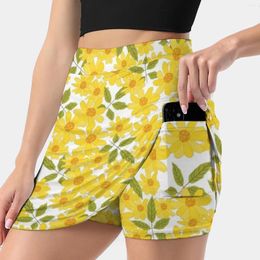 Skirts Yellow Zinnias Women's Skirt Sport Skort With Pocket Fashion Korean Style 4Xl Zinnia Horticulture