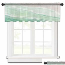 Curtain Drapes Ocean Waves And Beach Gradient Green Kitchen Small Window Tle Sheer Short Living Room Home Decor Voile Drop Delivery Ga Otw4P