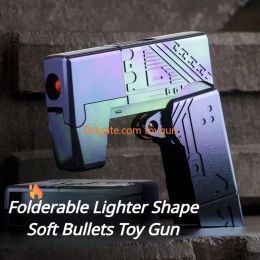 LifeCard Soft Bullets Toy Gun Folderable Lighter Shape Manual Shell Ejected Metal Launcher Funny Stress Reliever Toys Outdoor Cs Game Gift Cool Stuff Gun for Adult