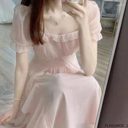 Party Dresses 2024 Summer Holiday Cute Sweet Women Short Sleeve Retro Vintage Korea Japanese Style Girls Beading Romatic Pink Long Dress