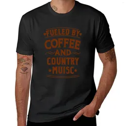 Men's Polos Fueled By Coffee And Country Music T-shirt Boys Animal Print Summer Clothes Sports Fans Mens T Shirts