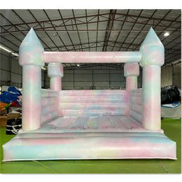 wholesale Commercial Tie Dye Wedding Bounce House Inflatable Jumper With 4 Post Kids White Bouncy Castle For Birthday Party