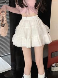 Skirts Pleated Women Clothing 2024 Faldas Mujer De Moda Patchwork Lace A-line Summer Jupe High Waist Elegant Sweet Mini Skirt