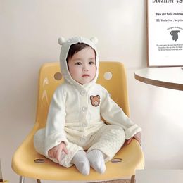 Jumpsuits Infant Baby Boys Rompers Newborn Girl Cotton Knitted Winter Toddler Overall Hooded Clothing 6-24Months Drop Delivery Kids Ma Dhoby
