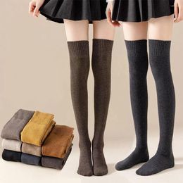 Women Socks High Boot Winter Warm Blending Cotton Soft Long Stockings Pure Colour Compression For Fashion Girls J9v5
