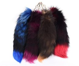 Fox Tail Fur Tassel Key Chain Bag Strap Car Keychain Pompom Charm Pendant Silver Buckle Phone Keyring Woman Gfit 4 Colors5178585