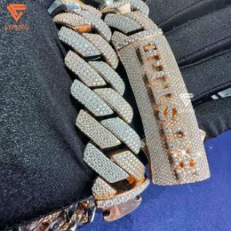 Lifeng Jewellery Custom Name Link Two Tone VVS Moissanite Miami Hiphop Cuban Chain Necklace