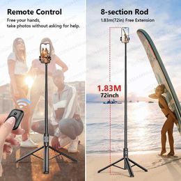 Selfie Monopods A selfie stick with wireless Bluetooth remote control portable 72 inch aluminum alloy selfie stick phone tripod suitable for