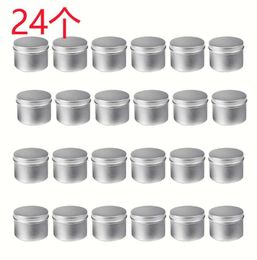 24 Pack Round Metal Tins Box Candle Tin Black Aluminum Jar Storage Empty Pot Plain Cream Cosmetic Container9402721