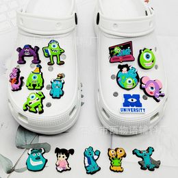 15colors green monster friends Anime charms wholesale childhood memories game funny gift cartoon charms shoe accessories pvc decoration buckle soft rubber