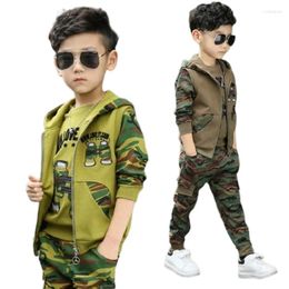 Clothing Sets 2024 Boys Camouflage Set 3pcs For Big Kids Hooded Jacket T-shirt Pant Children Clothes Suit 3 5 6 7 8 9 10 11 12 Years