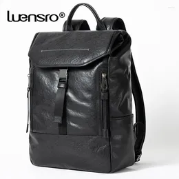 Backpack High Quality Genuine Leather Men Fashion Design Travel Bag Large Capacity School 15.6 Inch Laptop Bags