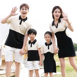 Summer Parent-child Clothes for The Whole Family Look Clothing Mom and Daughter Equal Dress Dad Son Matching T Shirts Oufit 240523